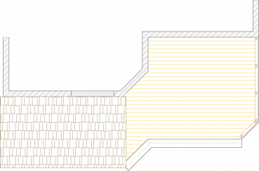Top view of single level, medium size deck with roof (#1RTW7002).