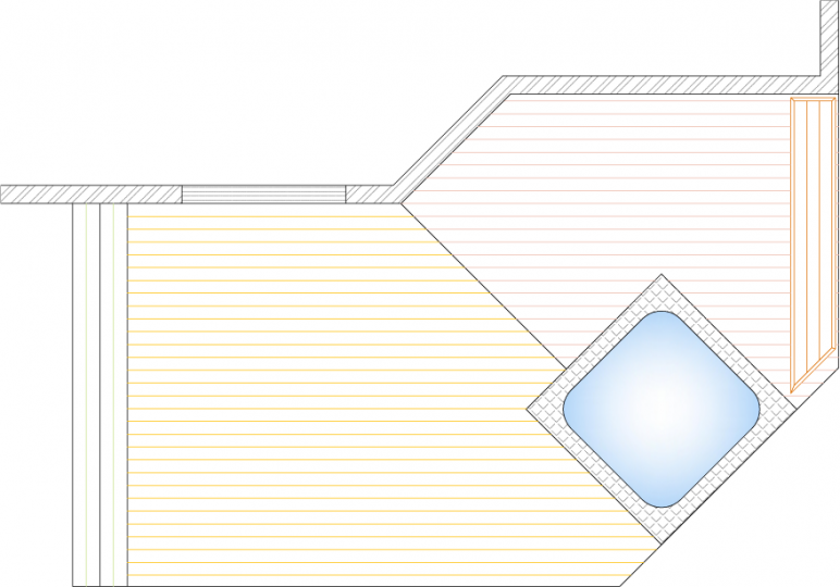 this deck plan is for a large two level spa deck the upper level is 