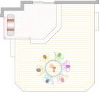 Overhead view of a large, two level deck.