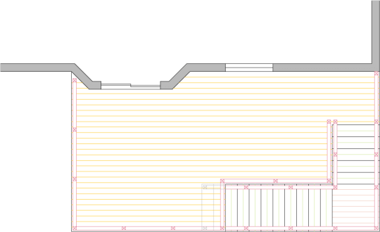 Overhead view of a large single level high deck plan.