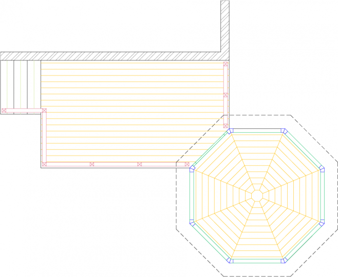 Deck Plan 1rg6188 Diy Plans Overhead View Of Medium Size Rectangular Deck With Attached Gazebo 1rg6188