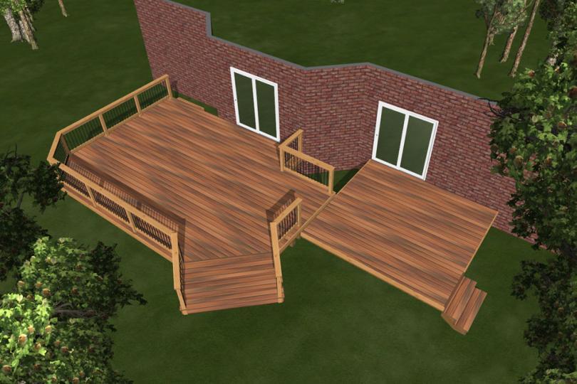 2 Level Diy Deck Plans Large 2 Level Deck Design With A Planter
